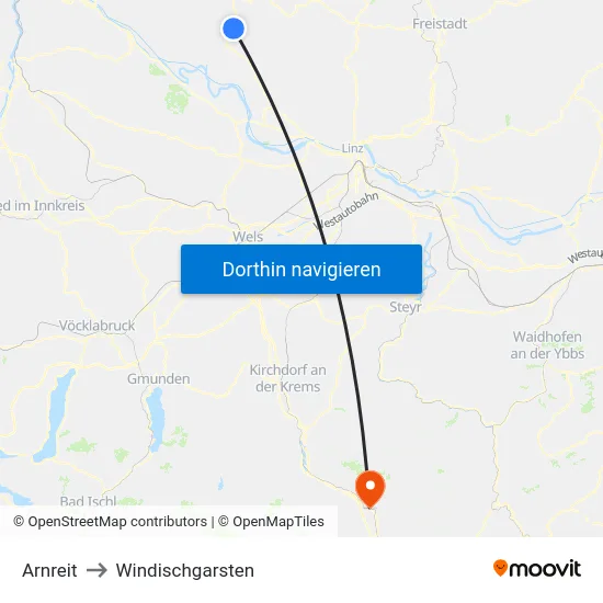 Arnreit to Windischgarsten map