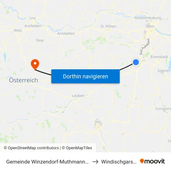 Gemeinde Winzendorf-Muthmannsdorf to Windischgarsten map