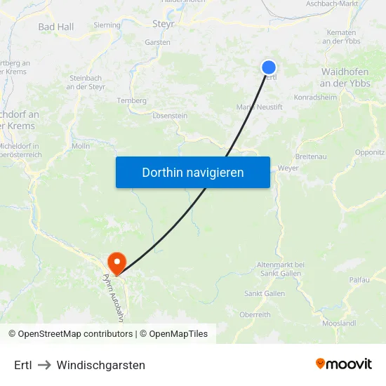 Ertl to Windischgarsten map