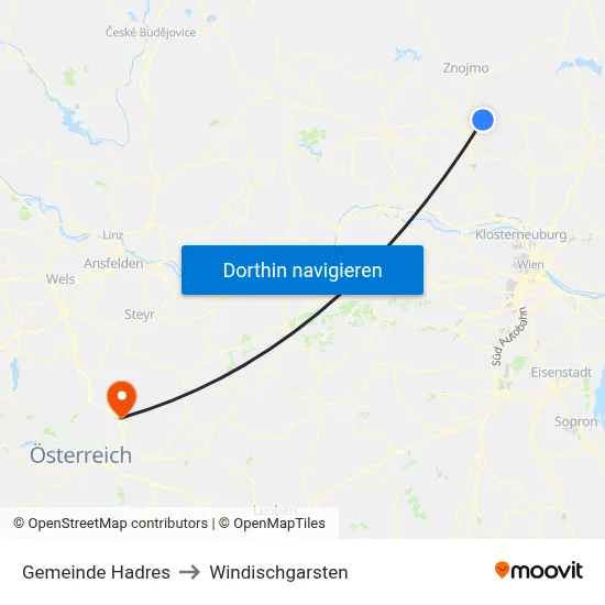 Gemeinde Hadres to Windischgarsten map