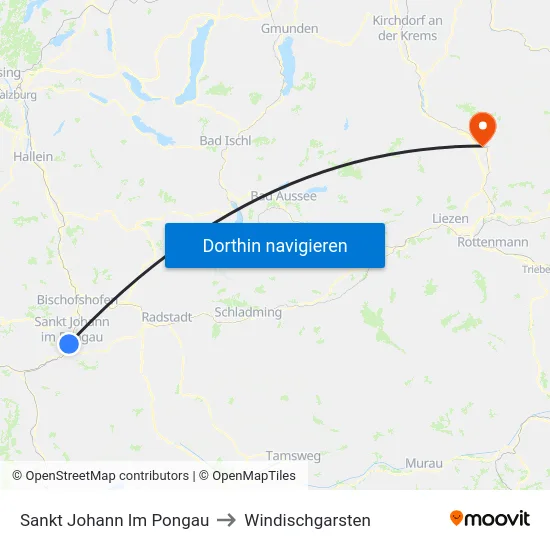 Sankt Johann Im Pongau to Windischgarsten map