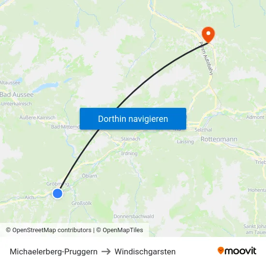 Michaelerberg-Pruggern to Windischgarsten map