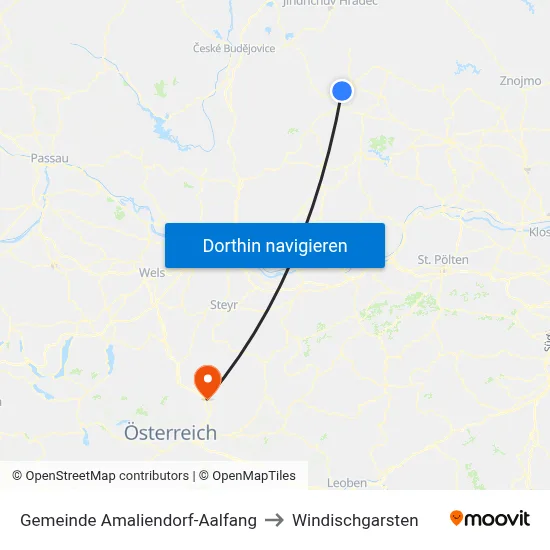 Gemeinde Amaliendorf-Aalfang to Windischgarsten map