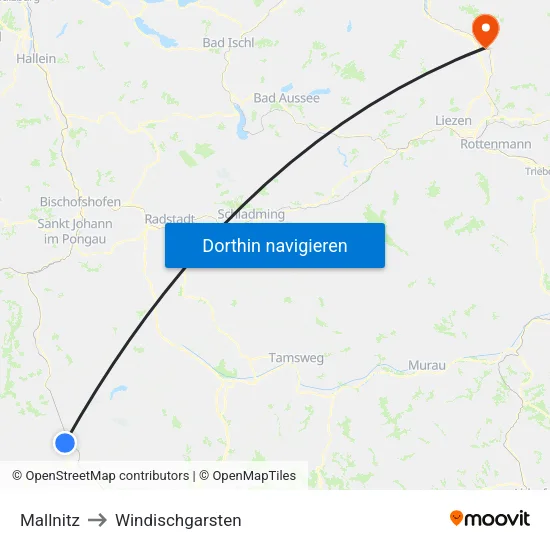 Mallnitz to Windischgarsten map