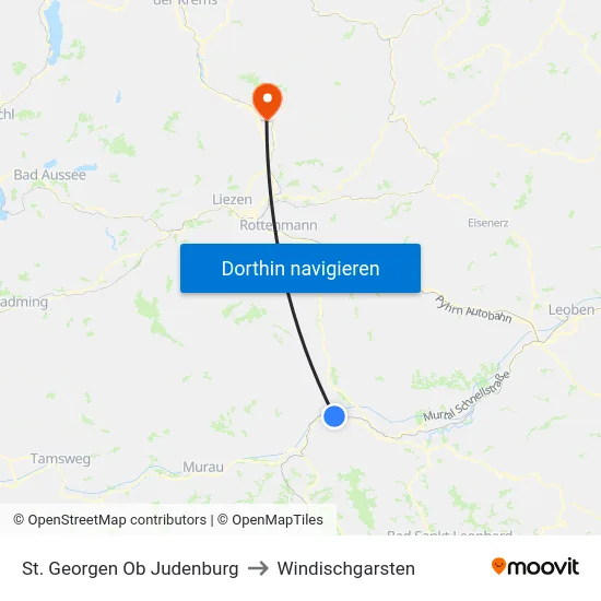 St. Georgen Ob Judenburg to Windischgarsten map