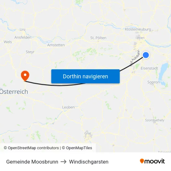 Gemeinde Moosbrunn to Windischgarsten map