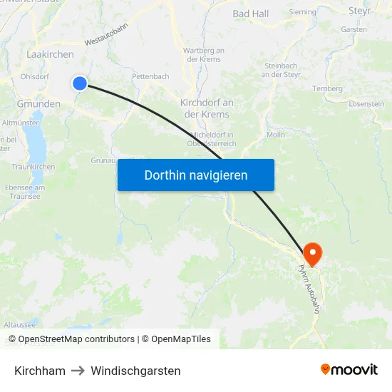 Kirchham to Windischgarsten map