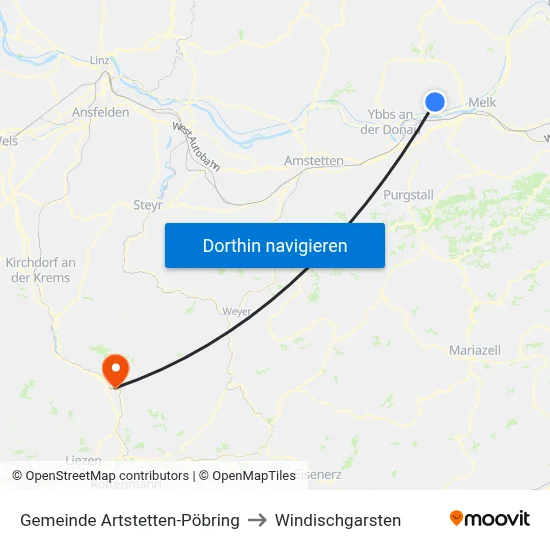 Gemeinde Artstetten-Pöbring to Windischgarsten map