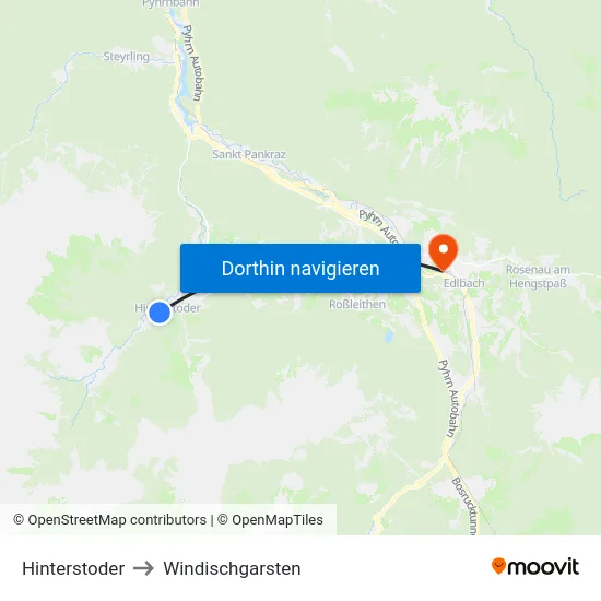 Hinterstoder to Windischgarsten map