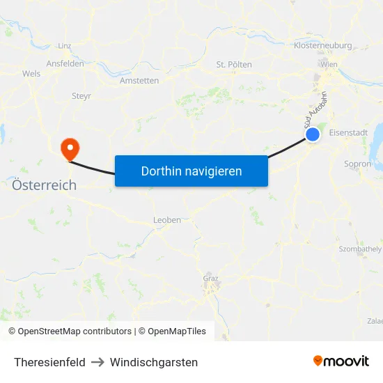 Theresienfeld to Windischgarsten map