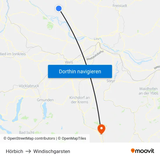 Hörbich to Windischgarsten map