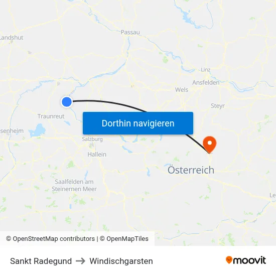 Sankt Radegund to Windischgarsten map