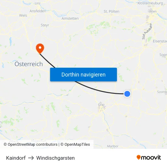 Kaindorf to Windischgarsten map