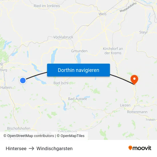 Hintersee to Windischgarsten map