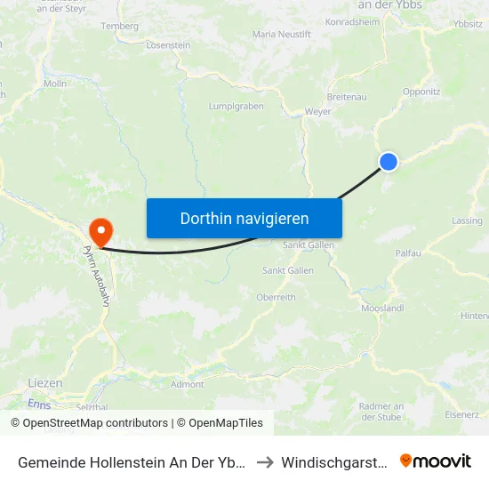 Gemeinde Hollenstein An Der Ybbs to Windischgarsten map