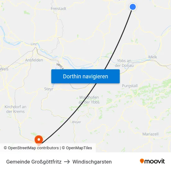 Gemeinde Großgöttfritz to Windischgarsten map