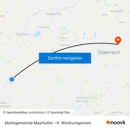 Marktgemeinde Mayrhofen to Windischgarsten map