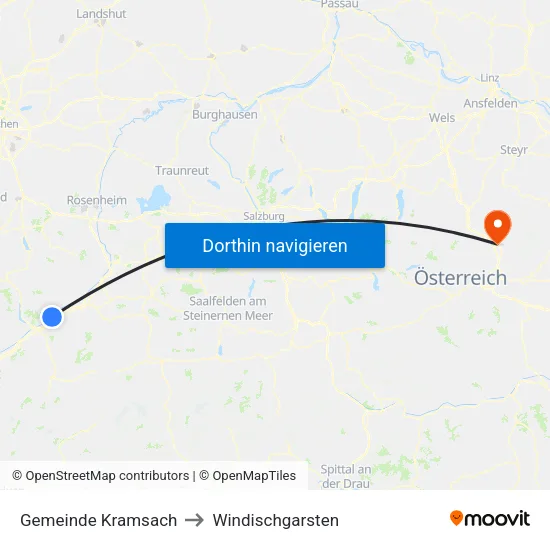 Gemeinde Kramsach to Windischgarsten map