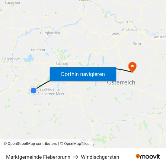 Marktgemeinde Fieberbrunn to Windischgarsten map