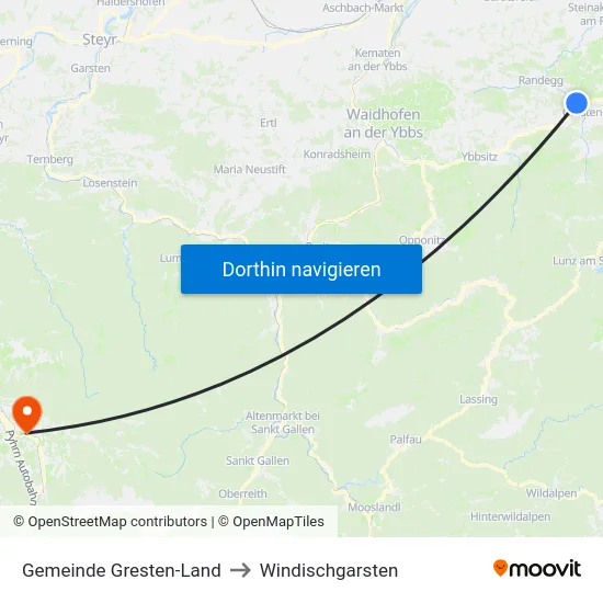 Gemeinde Gresten-Land to Windischgarsten map