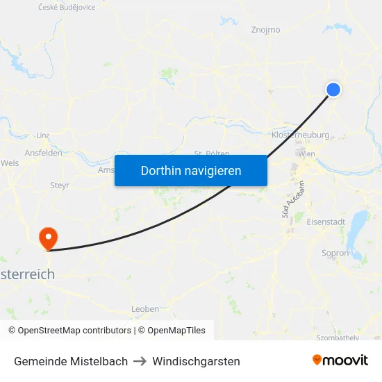 Gemeinde Mistelbach to Windischgarsten map