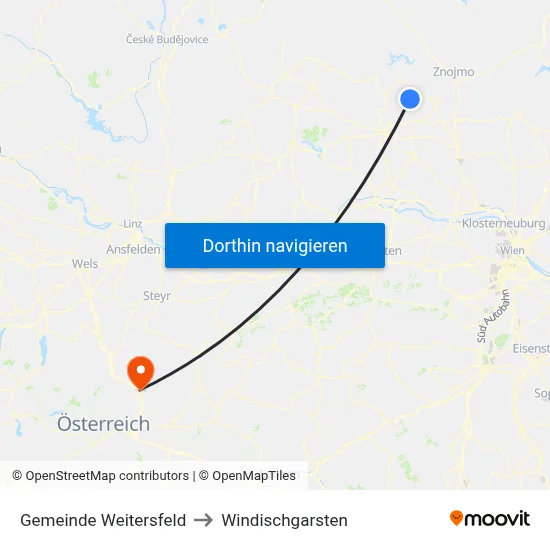 Gemeinde Weitersfeld to Windischgarsten map
