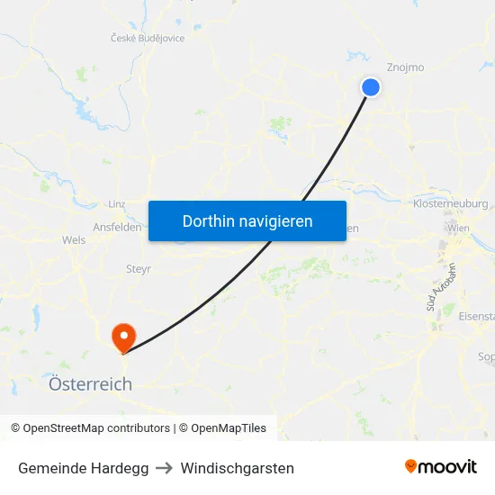 Gemeinde Hardegg to Windischgarsten map
