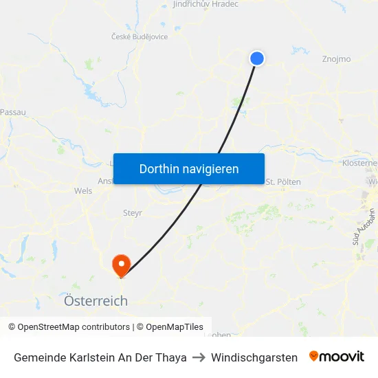 Gemeinde Karlstein An Der Thaya to Windischgarsten map