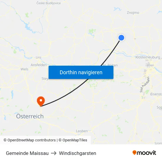 Gemeinde Maissau to Windischgarsten map