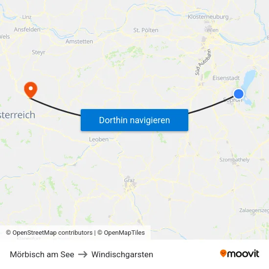 Mörbisch am See to Windischgarsten map