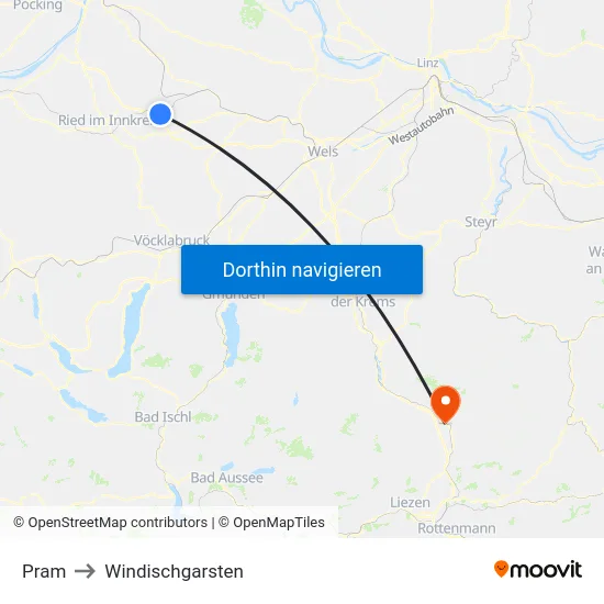 Pram to Windischgarsten map