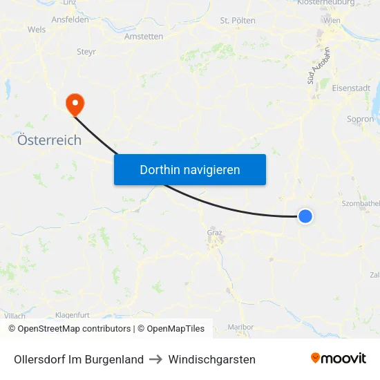 Ollersdorf Im Burgenland to Windischgarsten map