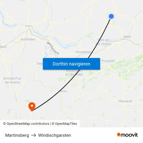 Martinsberg to Windischgarsten map