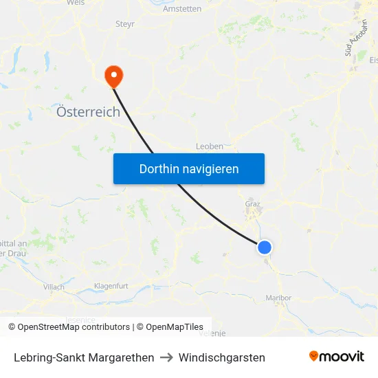 Lebring-Sankt Margarethen to Windischgarsten map
