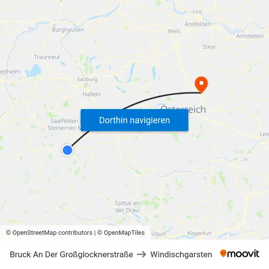 Bruck An Der Großglocknerstraße to Windischgarsten map