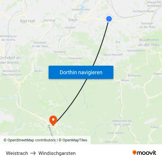 Weistrach to Windischgarsten map