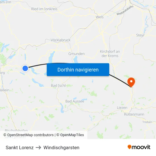 Sankt Lorenz to Windischgarsten map
