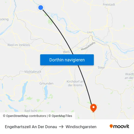 Engelhartszell An Der Donau to Windischgarsten map
