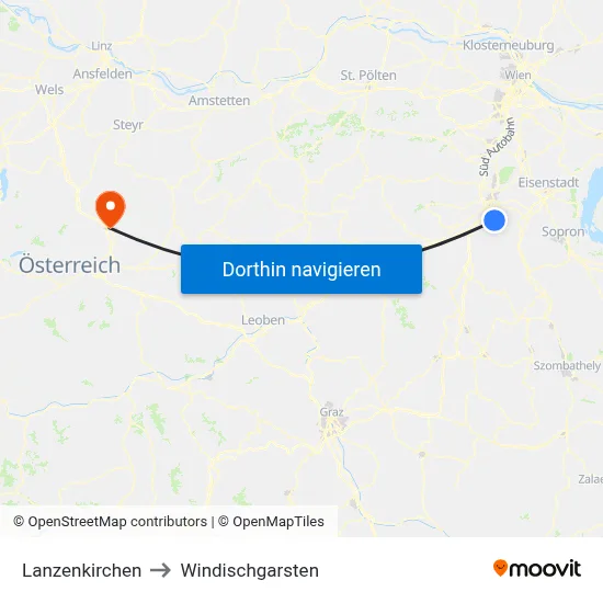 Lanzenkirchen to Windischgarsten map
