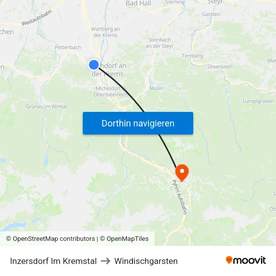 Inzersdorf Im Kremstal to Windischgarsten map