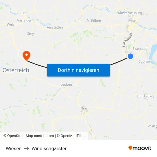 Wiesen to Windischgarsten map