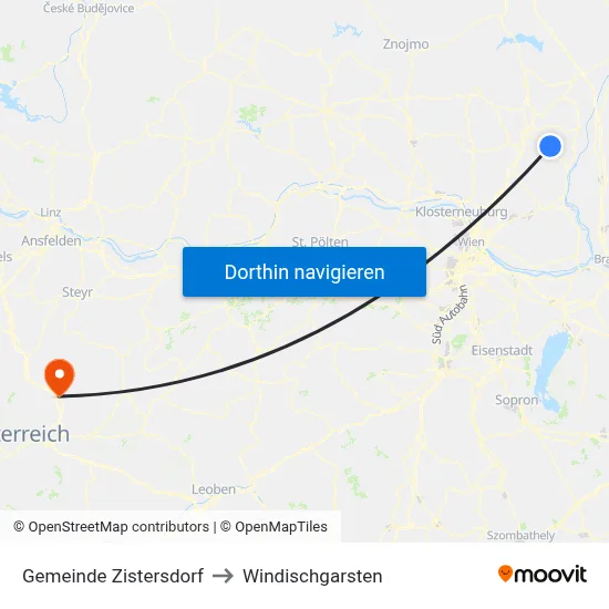 Gemeinde Zistersdorf to Windischgarsten map