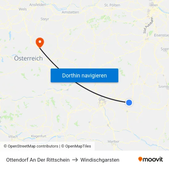 Ottendorf An Der Rittschein to Windischgarsten map
