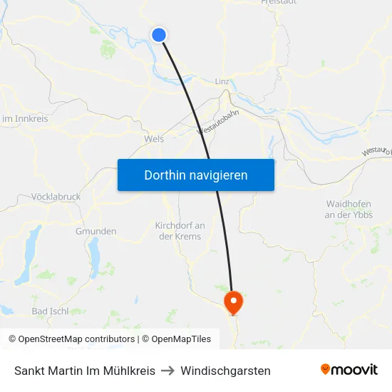 Sankt Martin Im Mühlkreis to Windischgarsten map