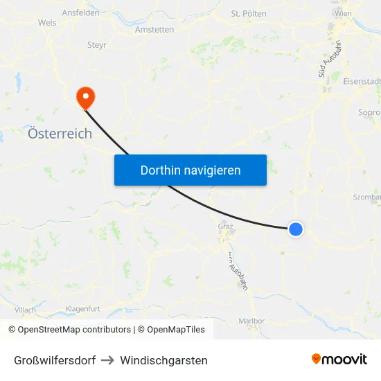 Großwilfersdorf to Windischgarsten map
