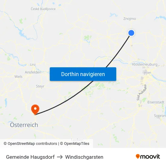 Gemeinde Haugsdorf to Windischgarsten map