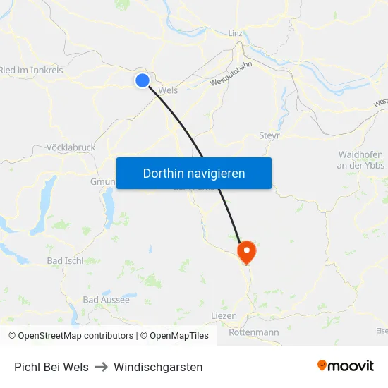 Pichl Bei Wels to Windischgarsten map