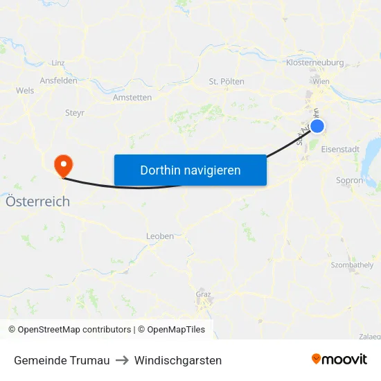 Gemeinde Trumau to Windischgarsten map