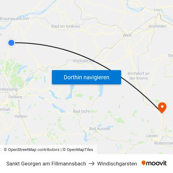 Sankt Georgen am Fillmannsbach to Windischgarsten map