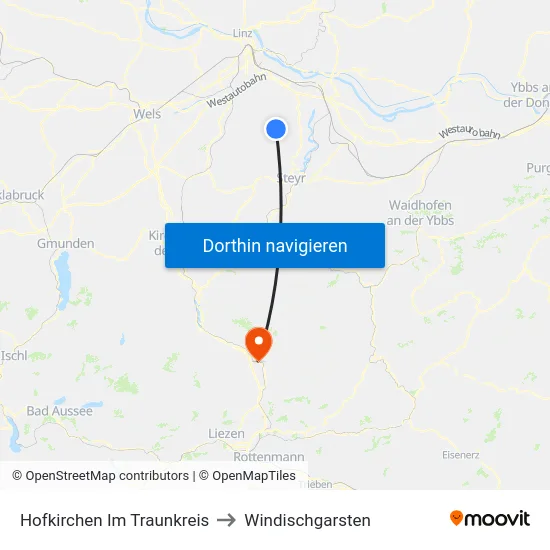 Hofkirchen Im Traunkreis to Windischgarsten map